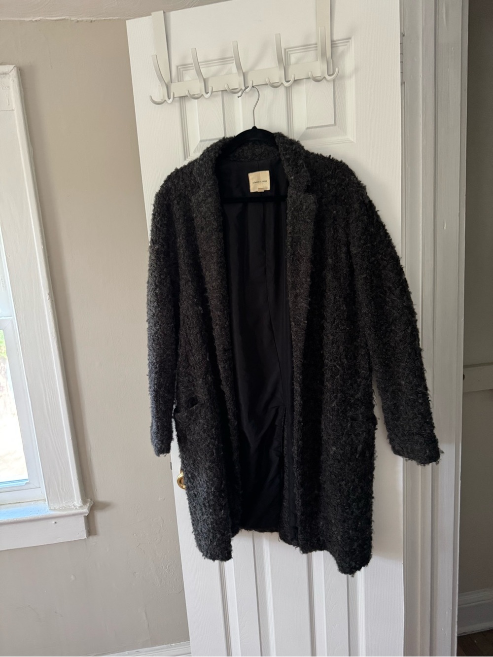 silence + noise Black Teddy Open-Front Coat